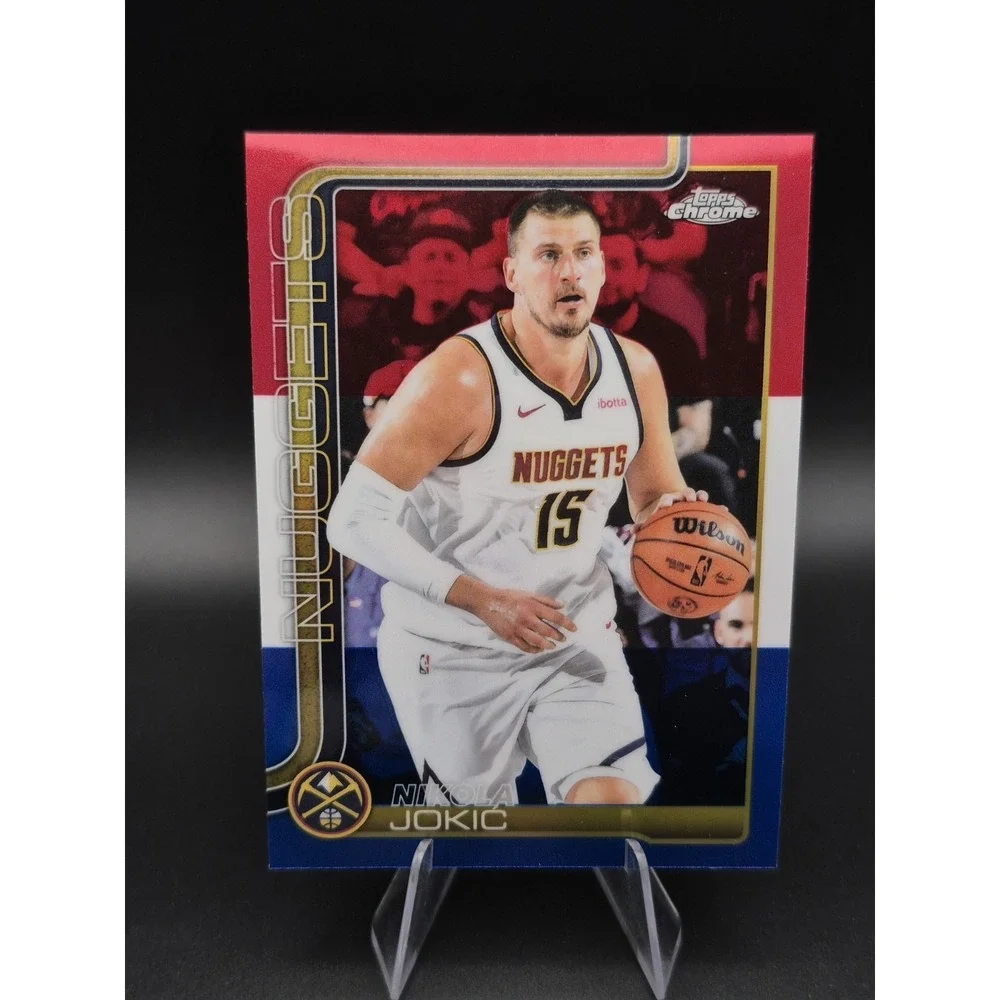 2025-26 Topps Chrome Nikola Jokic #25 Red White and Blue Refractor Denver